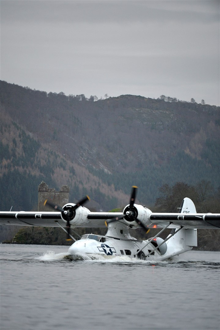 Catalina being put back into the water at Loch ness, Drumnadrochit....Picture: Callum Mackay..