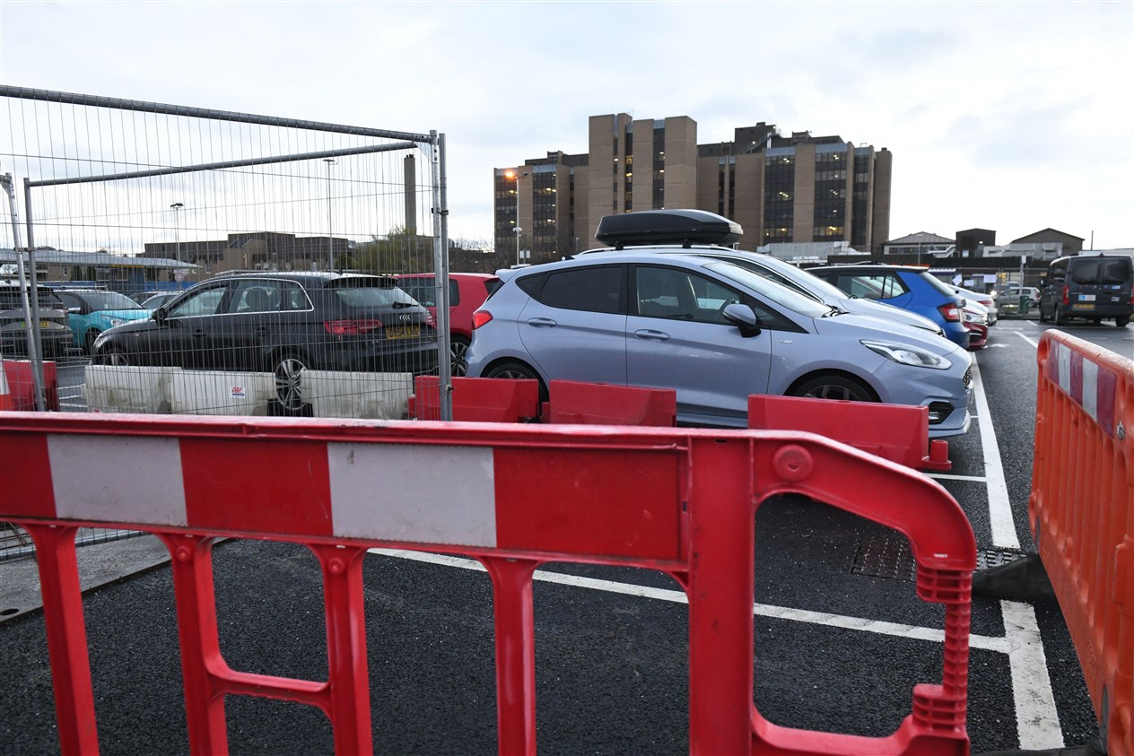 Ongoing work at Raigmore Hospital car park. Picture: James Mackenzie