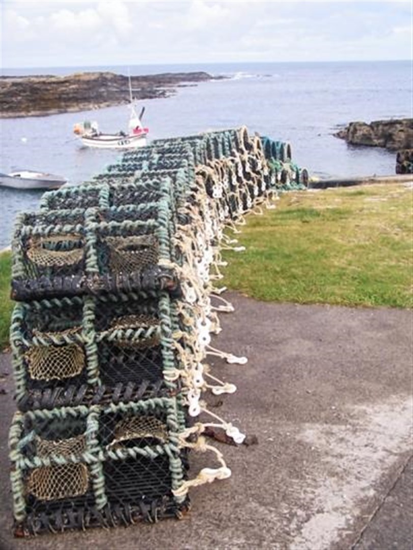 Creels at Staxigoe harbour by Anne Campbell of Wick.