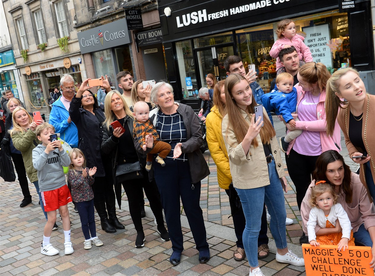 Maggie's 500 cycle ride finishes on Inverness High Street. Picture Gary Anthony
