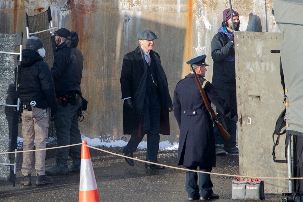 Cillian Murphy smiles during a break in filming.Picture: Daniel Forsyth