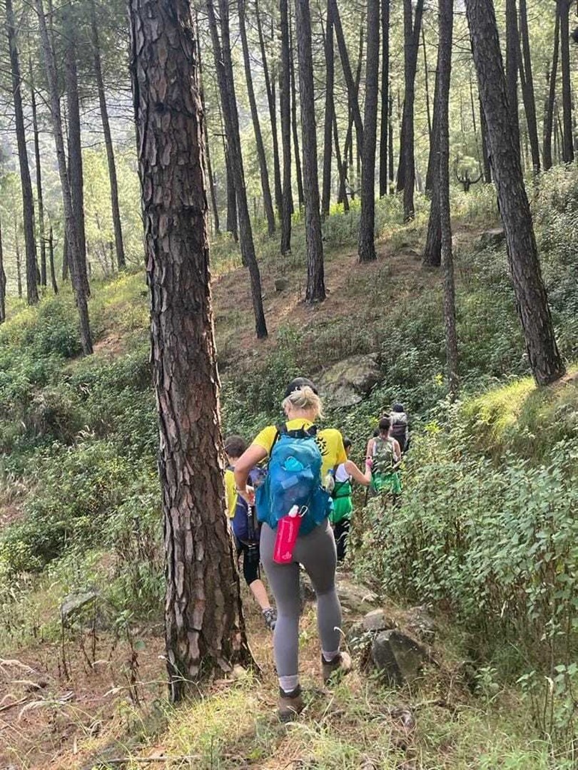 Scenes from day one of the intrepid group's stunning Himalayan adventure. Pictures: Highland Hospice.