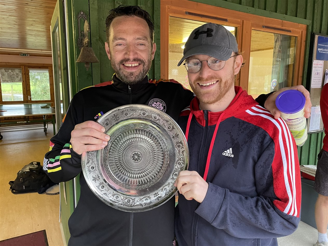 WITH PLATE: Owen Caldwell and Ross Coulter.