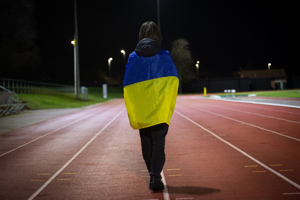 Nastia (Anastasiia) Maistrenko with Ukraine flag. Picture: Callum Mackay..