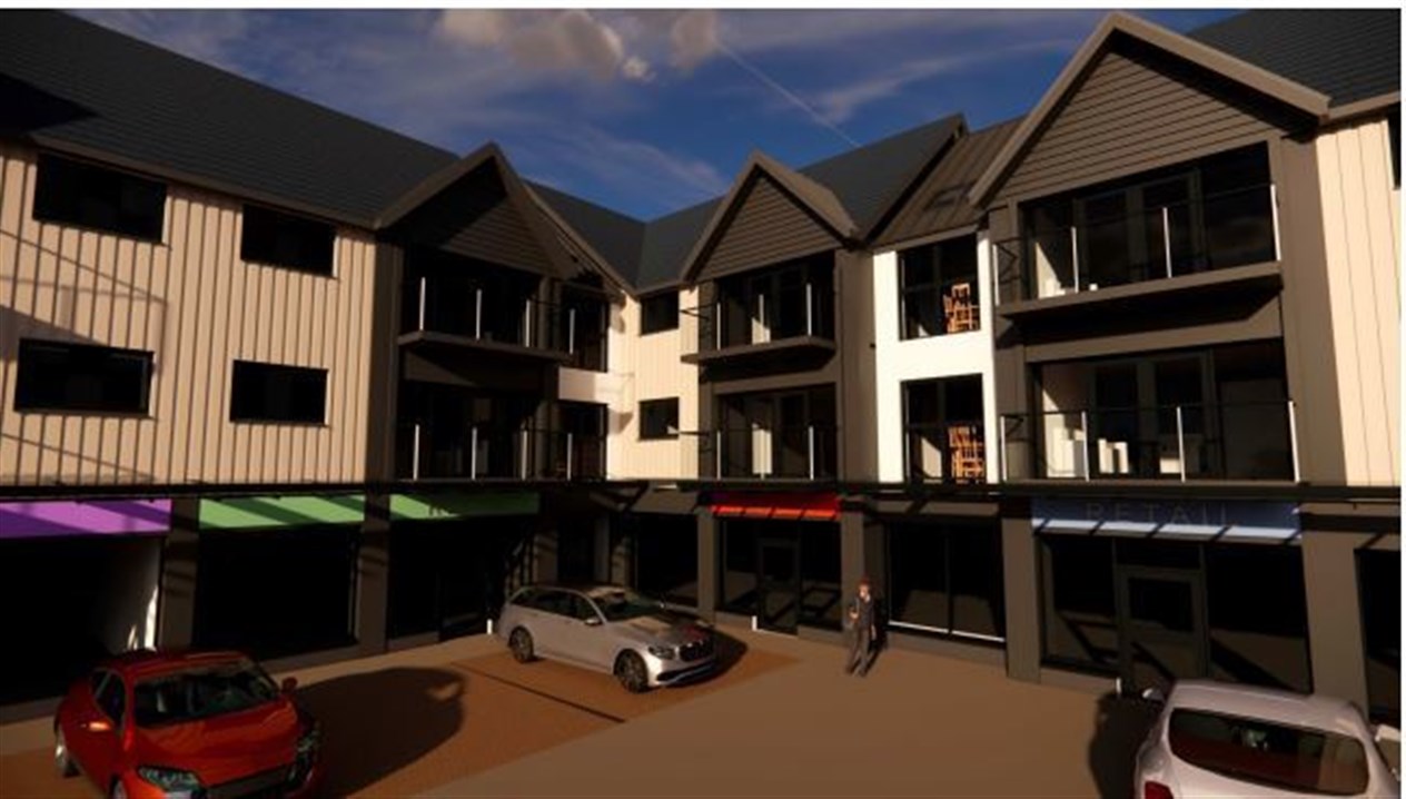 A visual impression of the retail units and self-catering apartments. All images: NORR