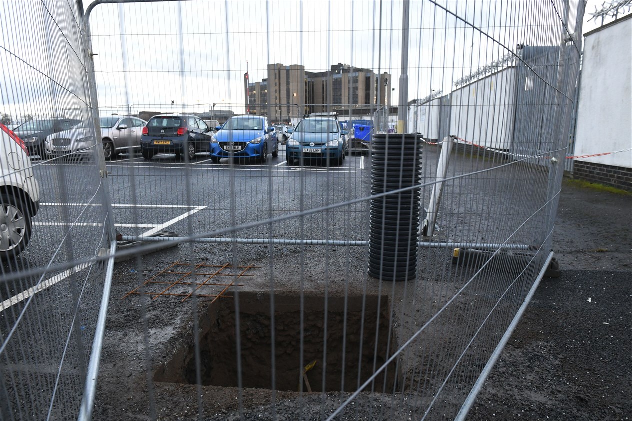 Ongoing work at Raigmore Hospital car park. Picture: James Mackenzie