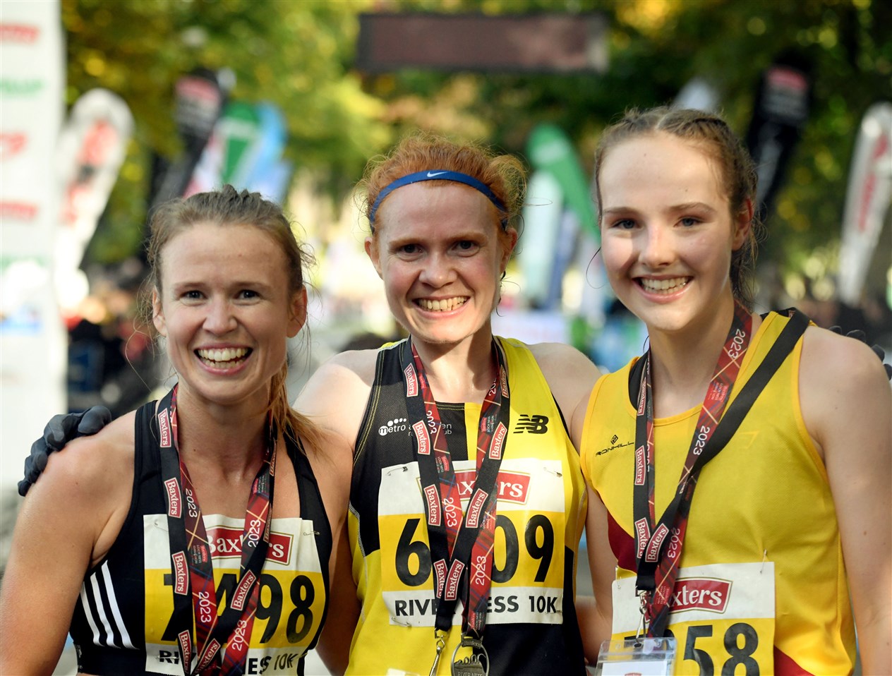 Catriona Fraser came 2nd, Claire Bruce came 1st and Caitlyn Heggie came 3rd in the 10k. Picture: James Mackenzie.
