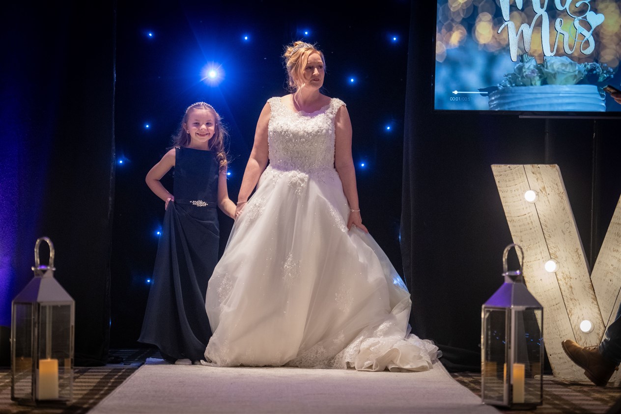 Bride and bridesmaid on the Aviemore catwalk. Picture: Callum Mackay.