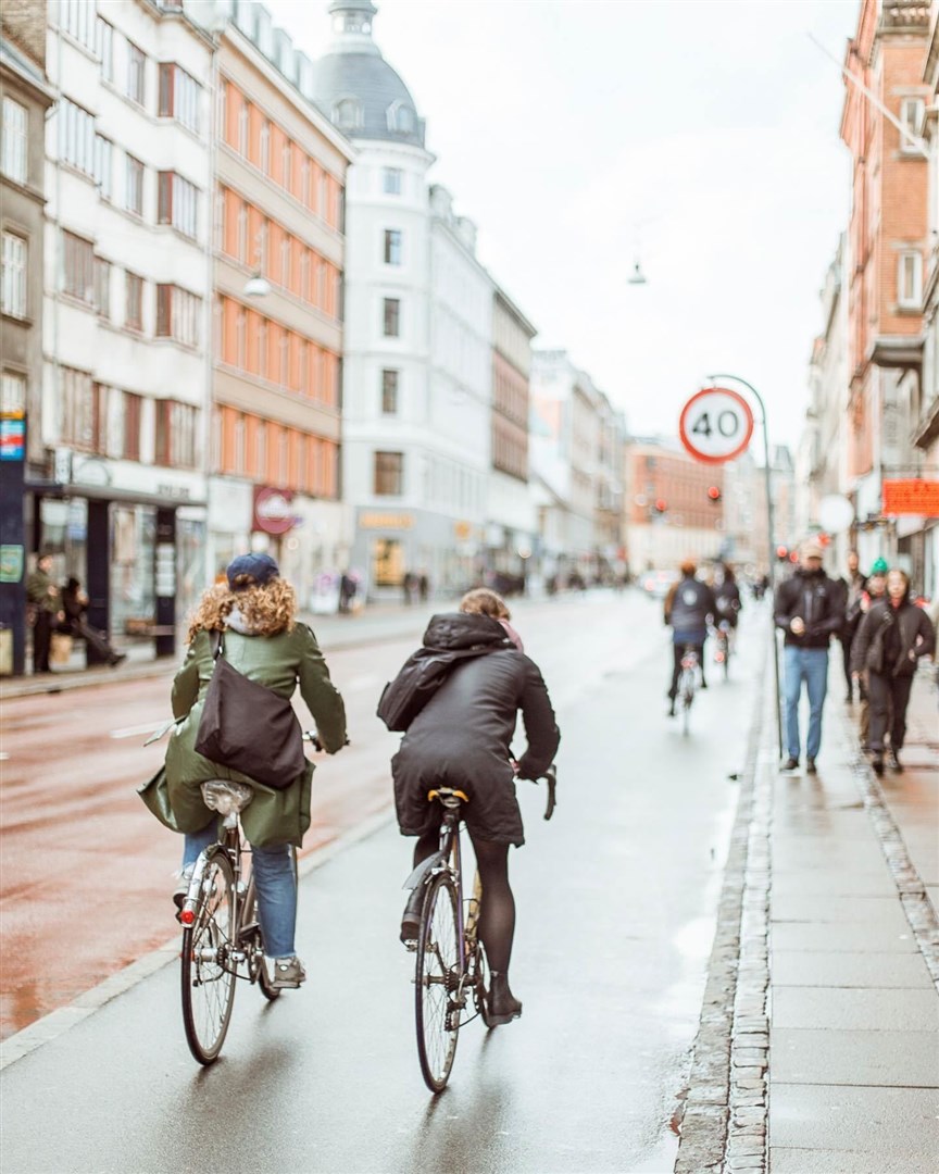 A staggering 1.2 million kilometres are cycled in Copenhagen daily, with more than 62 per cent of all Danish citizens commuting to work, school or anywhere else by bicycle. That's almost as many people commuting by bicycle in Copenhagen as those who cycle to work in the entire USA. Picture: @corwin.sk