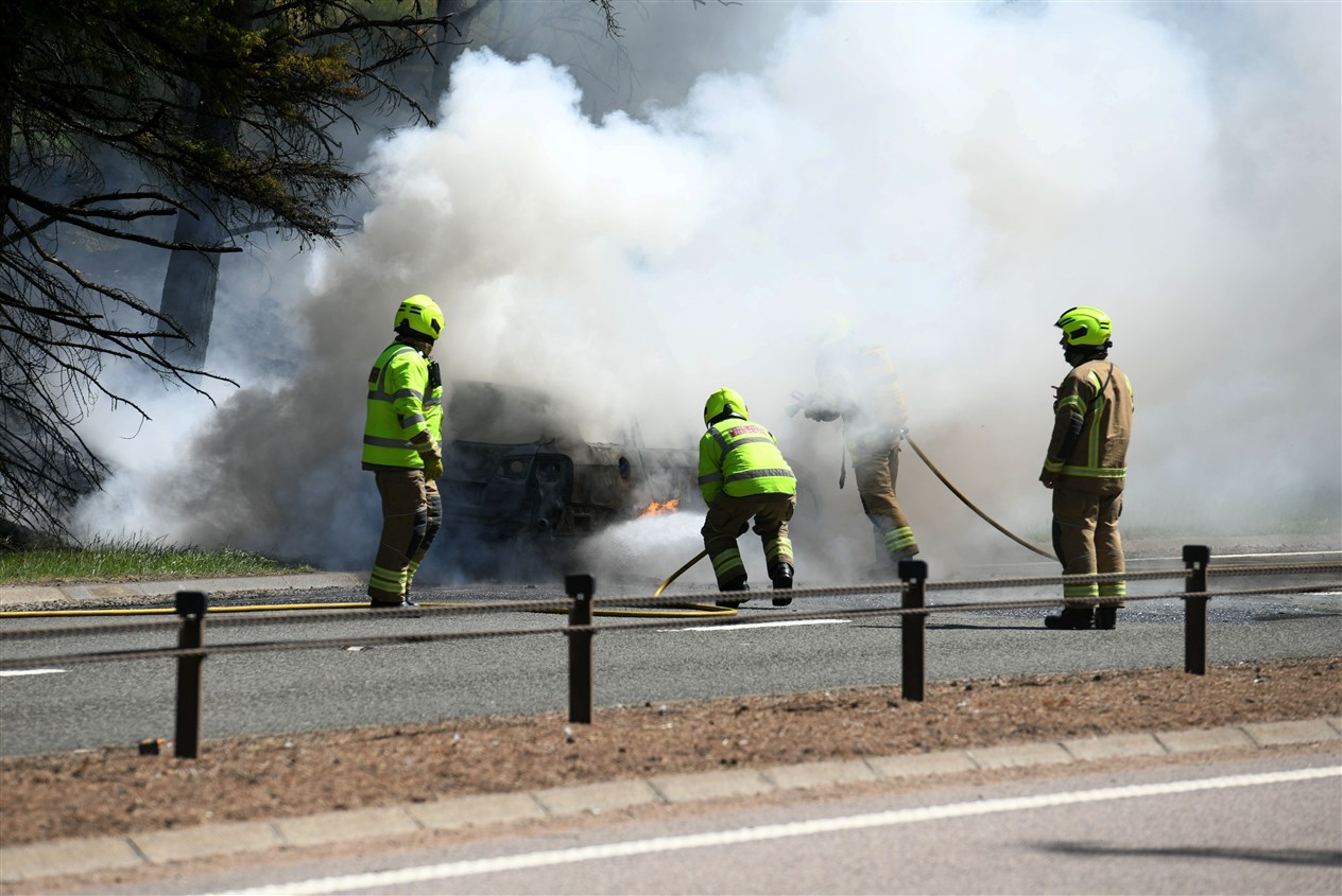 Fire crews put out the flames.