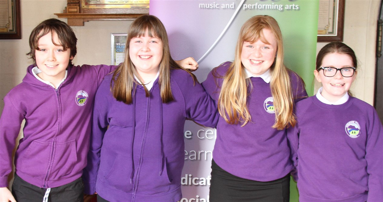 Aviemore primary soloists Joshua Huxtable, Danika Armitt, Rebecca Dargie and Zoe Atkinson wait to perform.