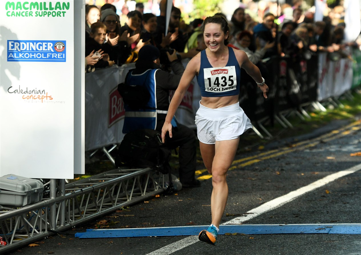 Doireann Hughes came 2nd in the 2023 Loch Ness Marathon. Picture: James Mackenzie.