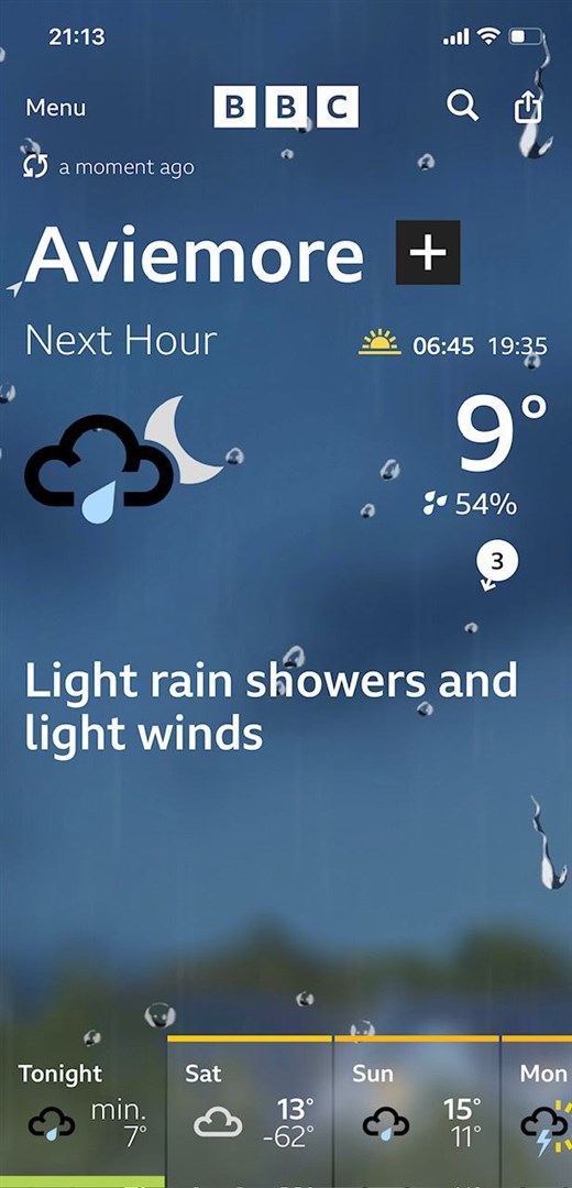 The forecast on the BBC app is for -62C tomorrow night.