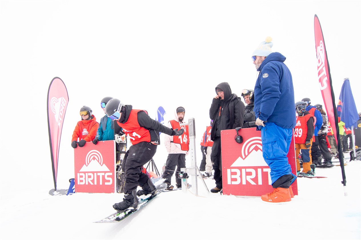 Leaving the starting gate in the men's banked slalom championship. Pictures: Neil MacGrain.
