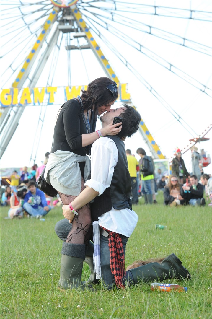 Innes Brechin at RockNess 2011 proposing to girlfriend Kiera Mackenzie at the spot where they met exactly one year ago. Picture: HNM