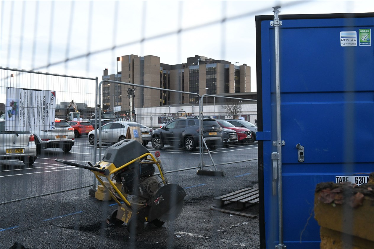 Ongoing work at Raigmore Hospital car park. Picture: James Mackenzie