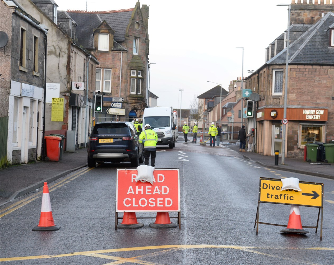 Damaged building following RTC on Grant Street as car hits former William Hill on junction with Lochalsh Road on Thursday night..Picture HN&M staff..