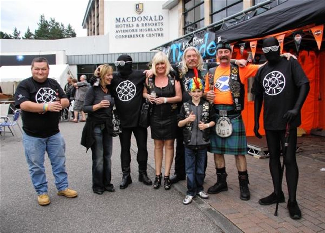 Some rally goers in fancy dress