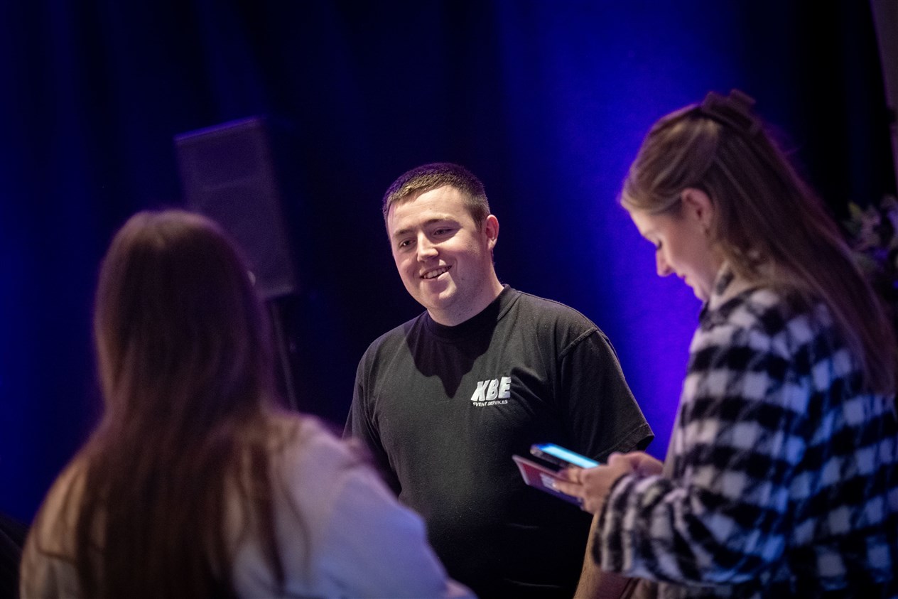 Kai Logan, of KBE Events Services, chatting to some of the wedding fair guests. Picture: Callum Mackay.