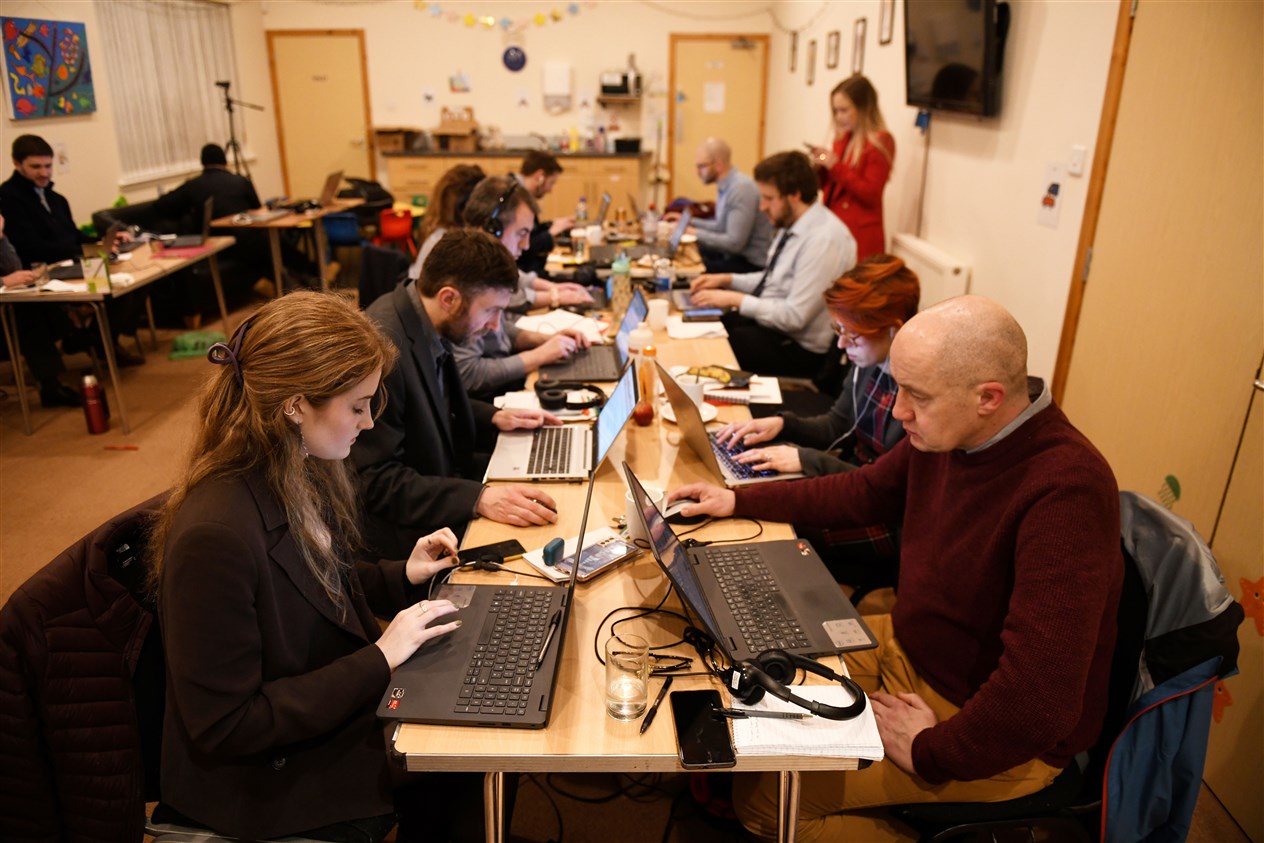 The Highland News and Media team in the media room. Picture: James Mackenzie.
