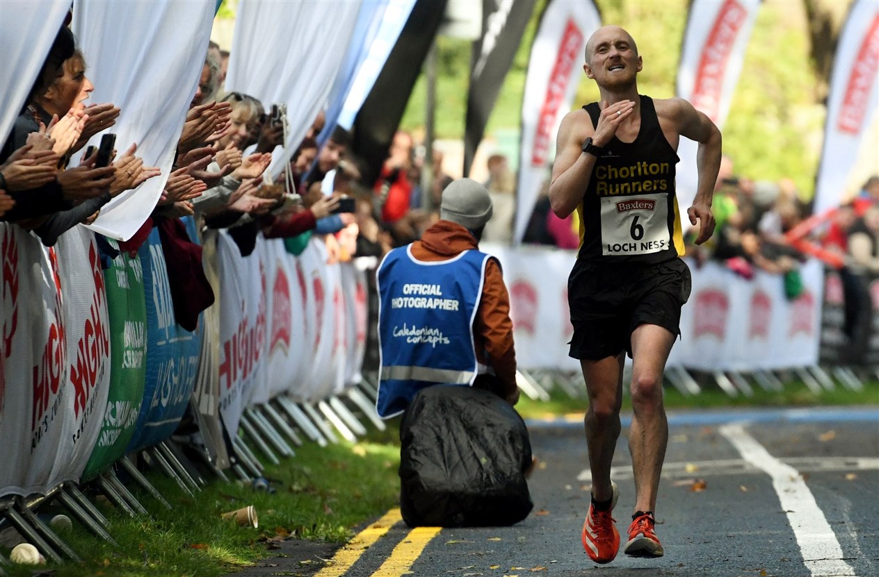Thomas Charles came 2nd in the 2023 Loch Ness Marathon. Picture: James Mackenzie.