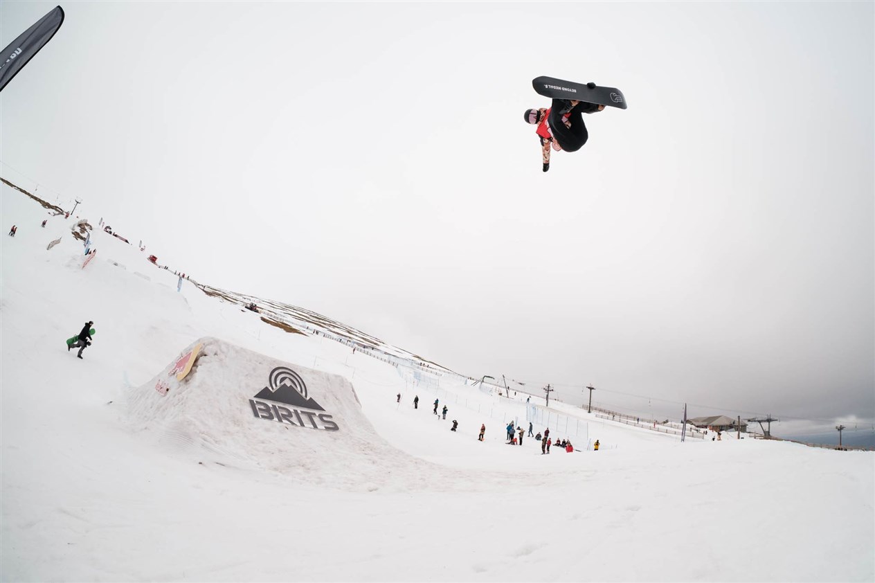 Some spectacular action from Saturday's men's slopestyle competition at The Brits. Picture: Neil MacGrain.