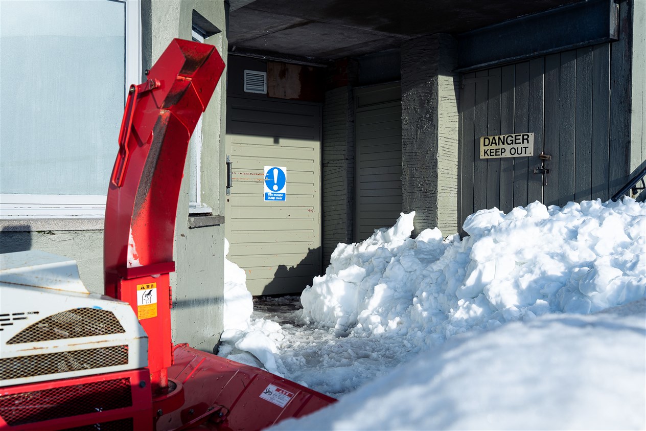 The thaw is already setting in. This photo was taken this afternoon but early this morning snow had almost covered the entire door. Photo: Angus Trinder.