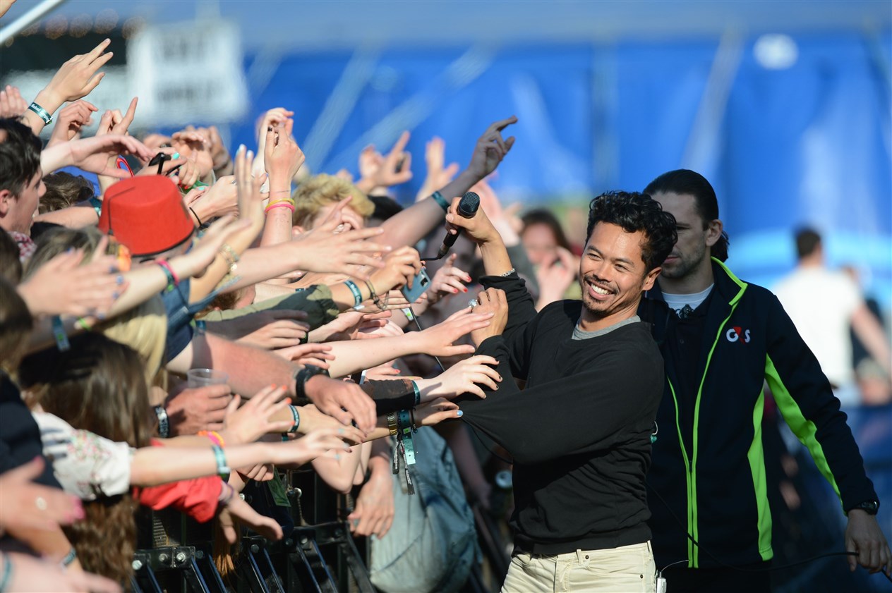 The Temper Trap got close to the main stage crowd after lunch on Sunday at RockNess 2013. Picture: HNM/Alasdair Allen
