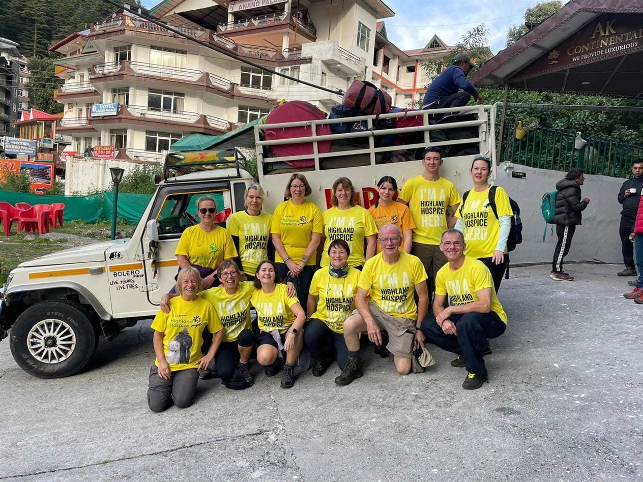 Scenes from day one of the intrepid group's stunning Himalayan adventure. Pictures: Highland Hospice.
