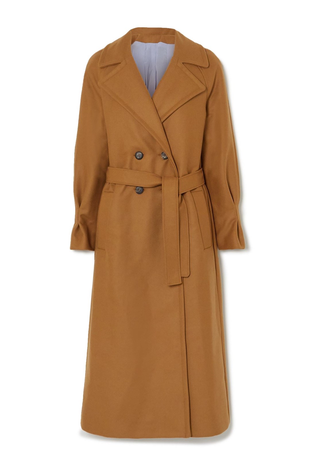 Belted double-breasted merino wool-blend coat, priced at £1,295 (Yoox Net-A-Porter for The Prince’s Foundation/PA)