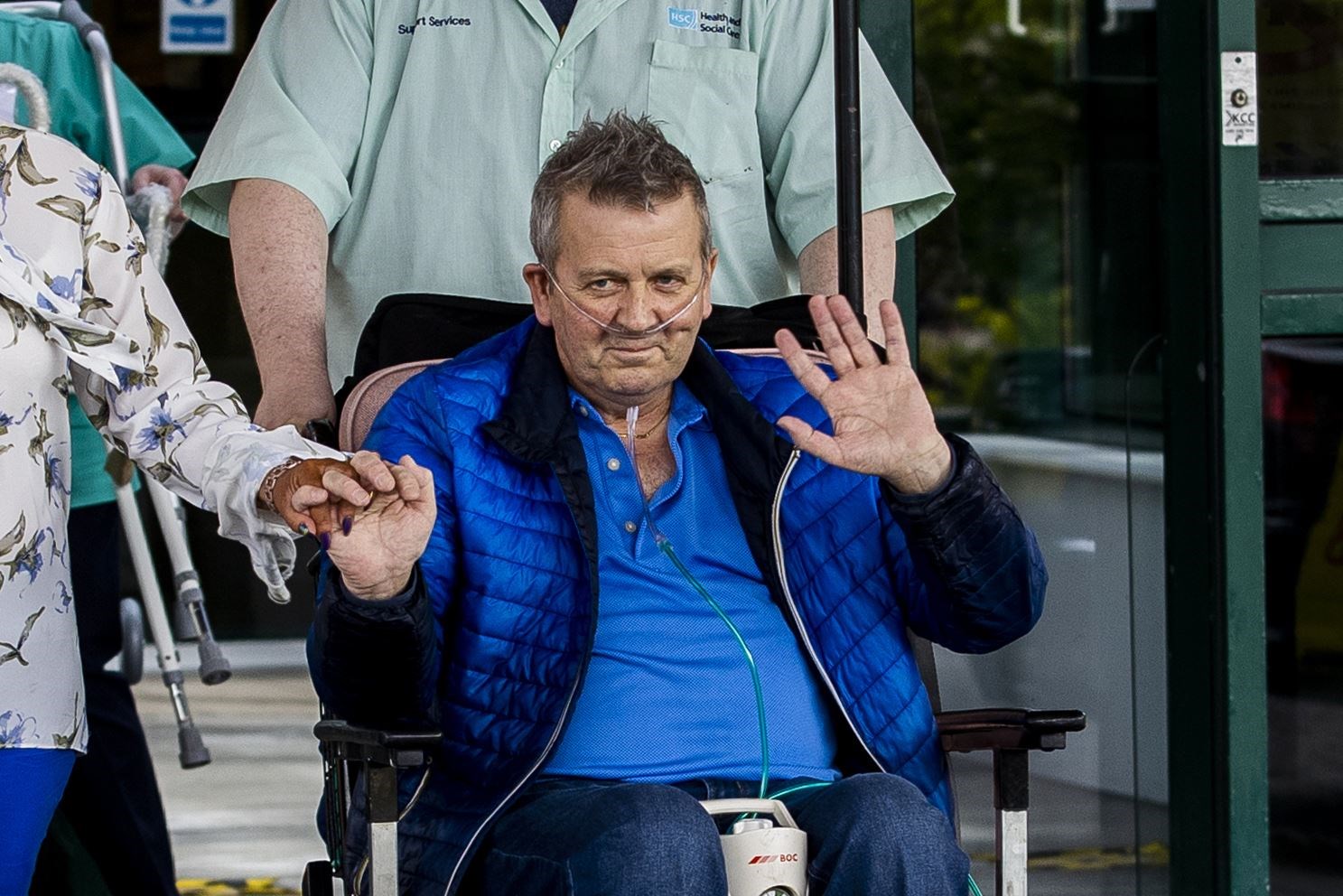 Geoffrey McKillop leaving the Causeway Hospital in Coleraine, Co Londonderry in May (Liam McBurney/PA)