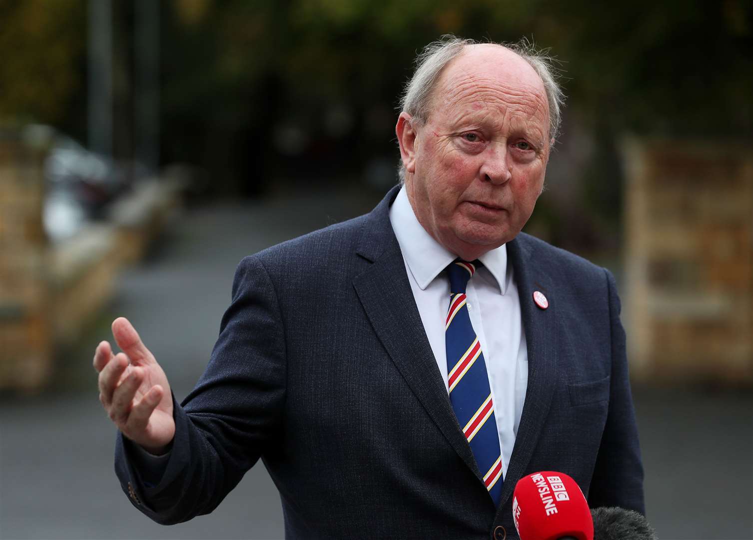 TUV leader Jim Allister speaks to the media ahead of the event for UDR families in Clogher (Brian Lawless/PA)