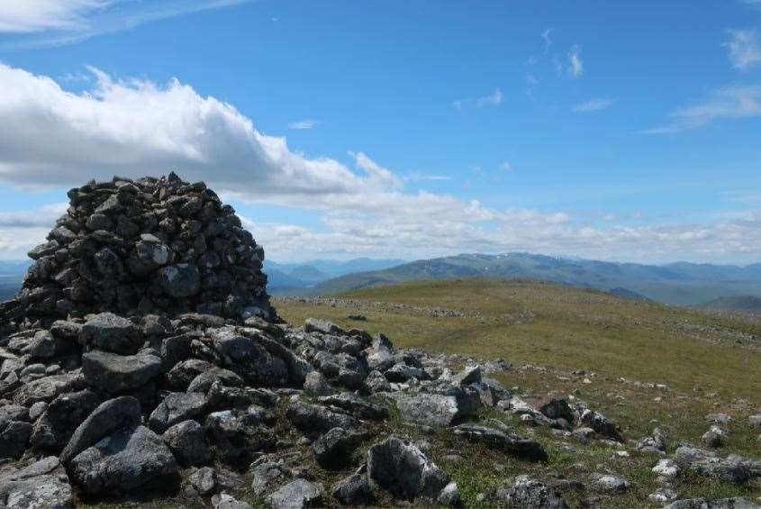 Looking from the summit of Geal Chàrn over the southern Monadhliath towards the Glenshero site.