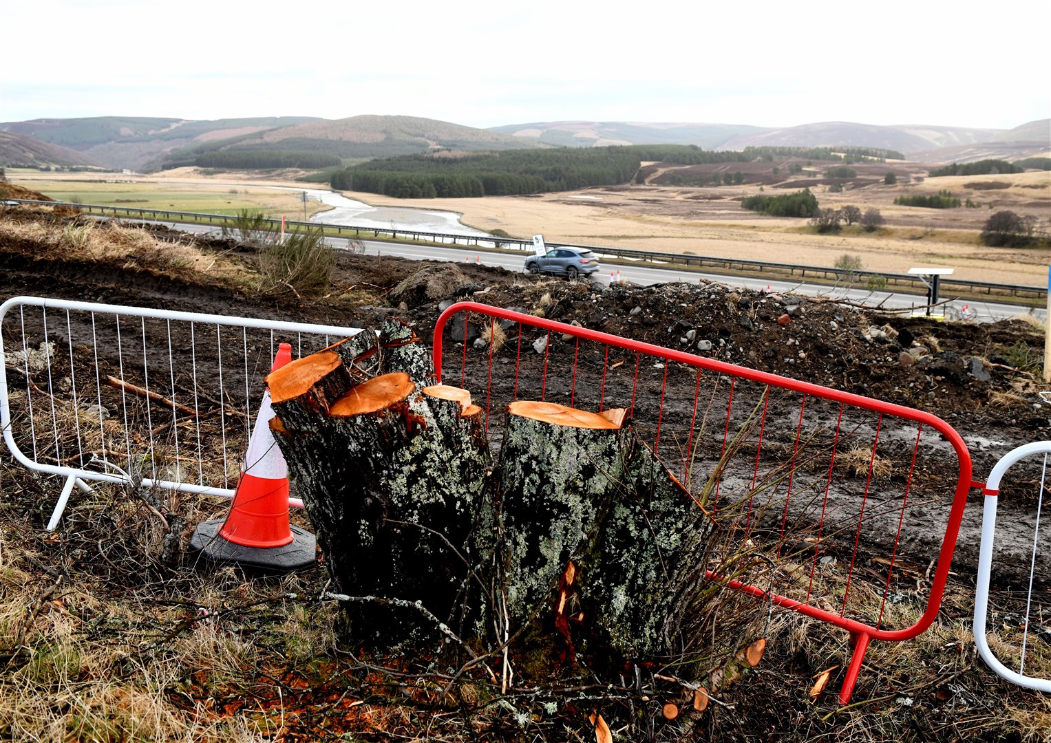A9 Renee MacRae fenced off area between Tomatin junction and Invereen locator. Picture: James Mackenzie