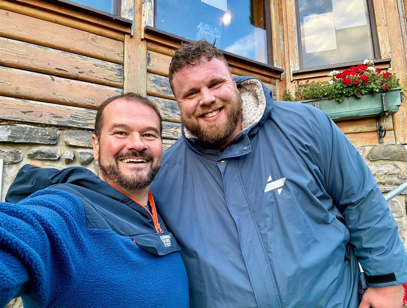Kirk Watson with Tom Stoltman at Loch Insh Boathouse this evening