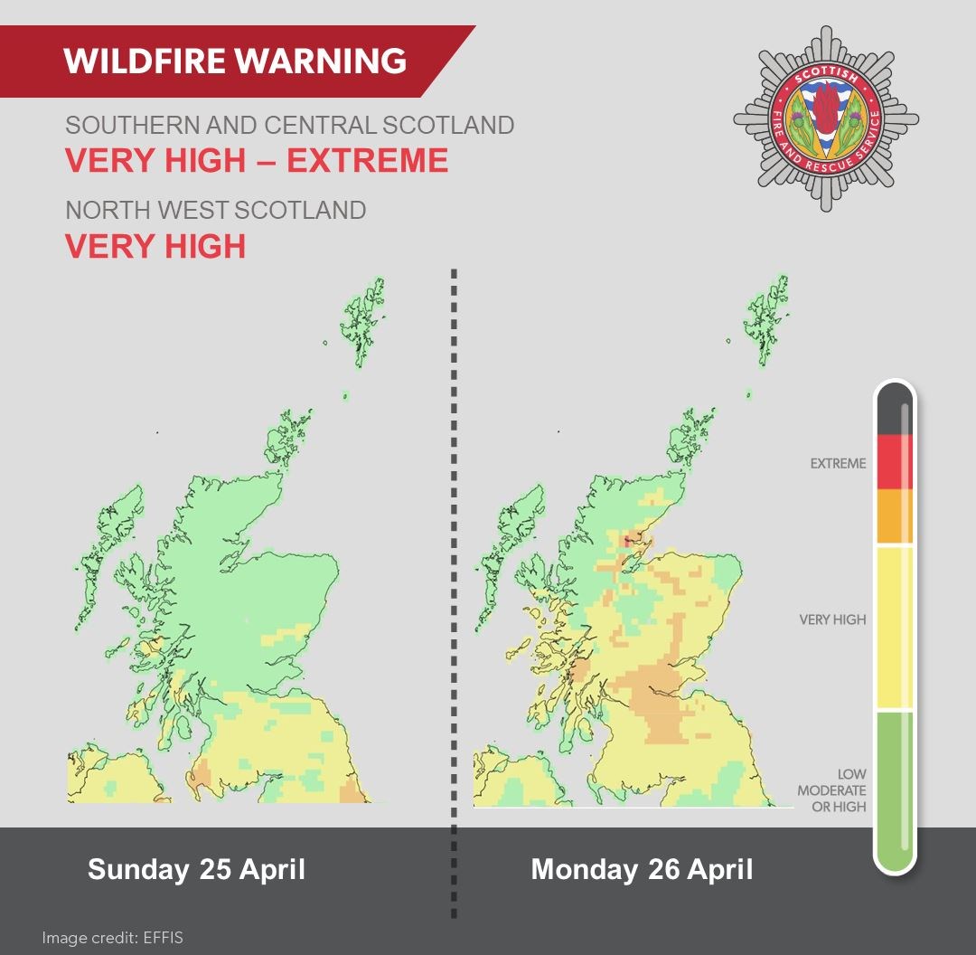 The areas covered by the warning on Sunday and Monday. The alert runs from Friday to Monday.