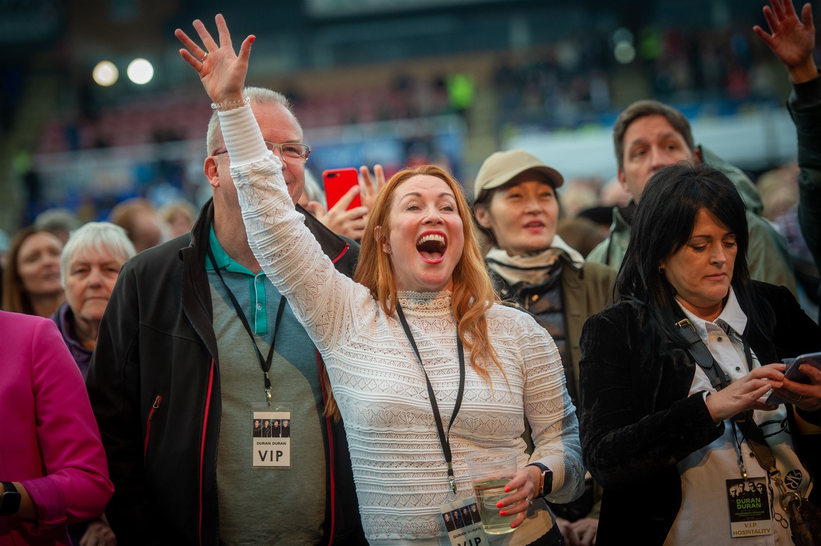 A Duran Duran fan delighted as the band arrive onstage. Picture: Callum Mackay
