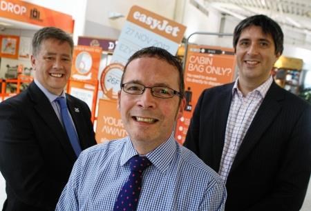 Inglis Lyon (centre) hopes that easyJet will help increase passenger numbers at Inverness