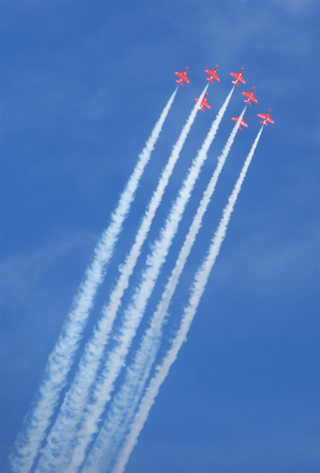 The famous 'smoke' trails were on full display during the exercises. Picture: Philip Murray.