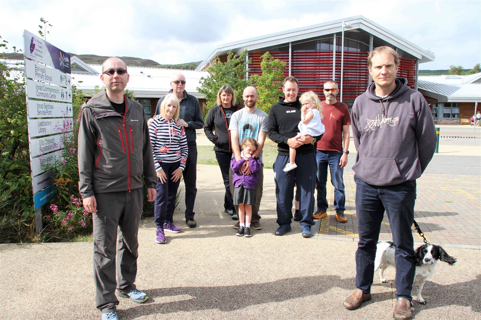 Andy Norrie (left) and Mike Dearman (right) with other parents and carers concerned about their children's education.