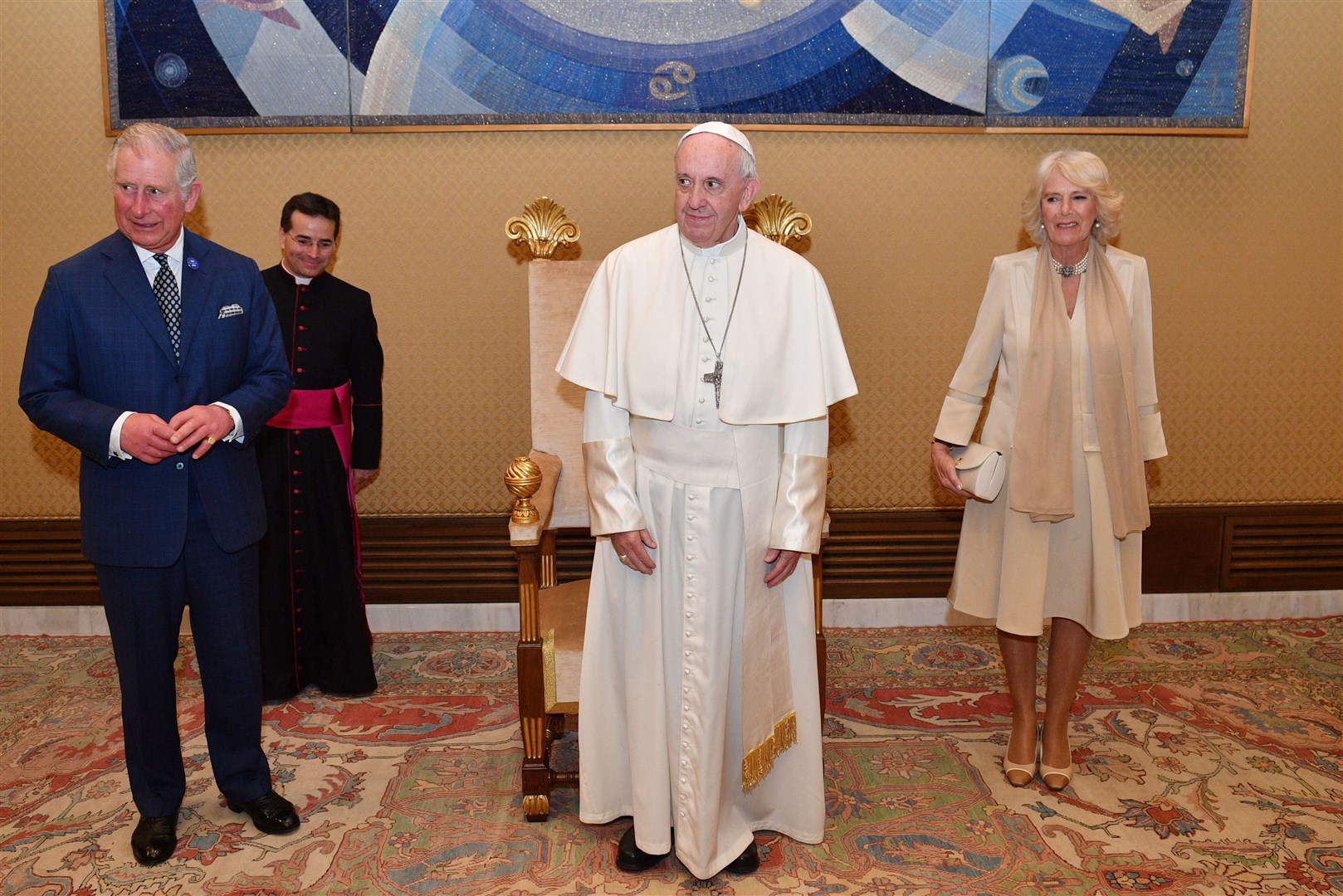 Charles and Camilla during their audience with the Pope (Tim Rooke/PA)