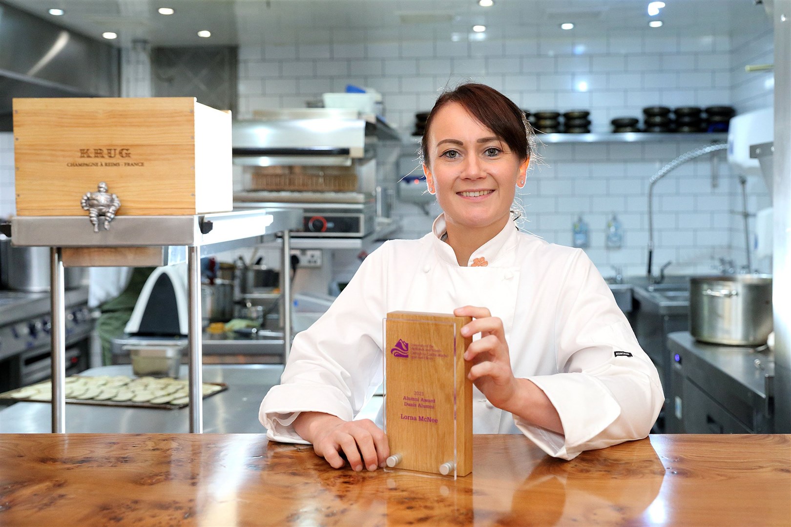 Lorna McNee, HNc Professional Cookery graduate and 2021 Alumni Award Winner, pictured at Michelin-Starred Cail Bruich where she is head chef.