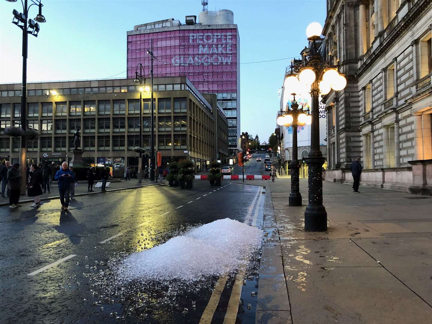 Ice outside Glasgow City Chambers at George Square (Douglas Barrie/PA)