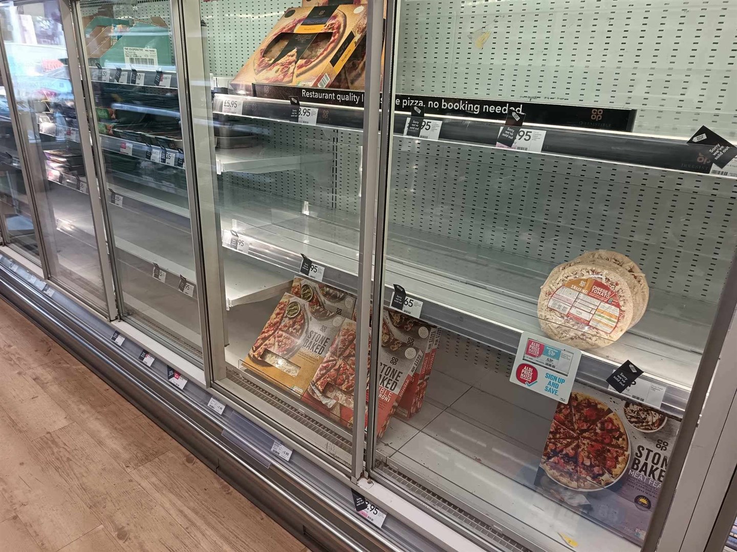 SLIM PICKINGS: Today's deli offerings in one of the cabinets at Kingussie.