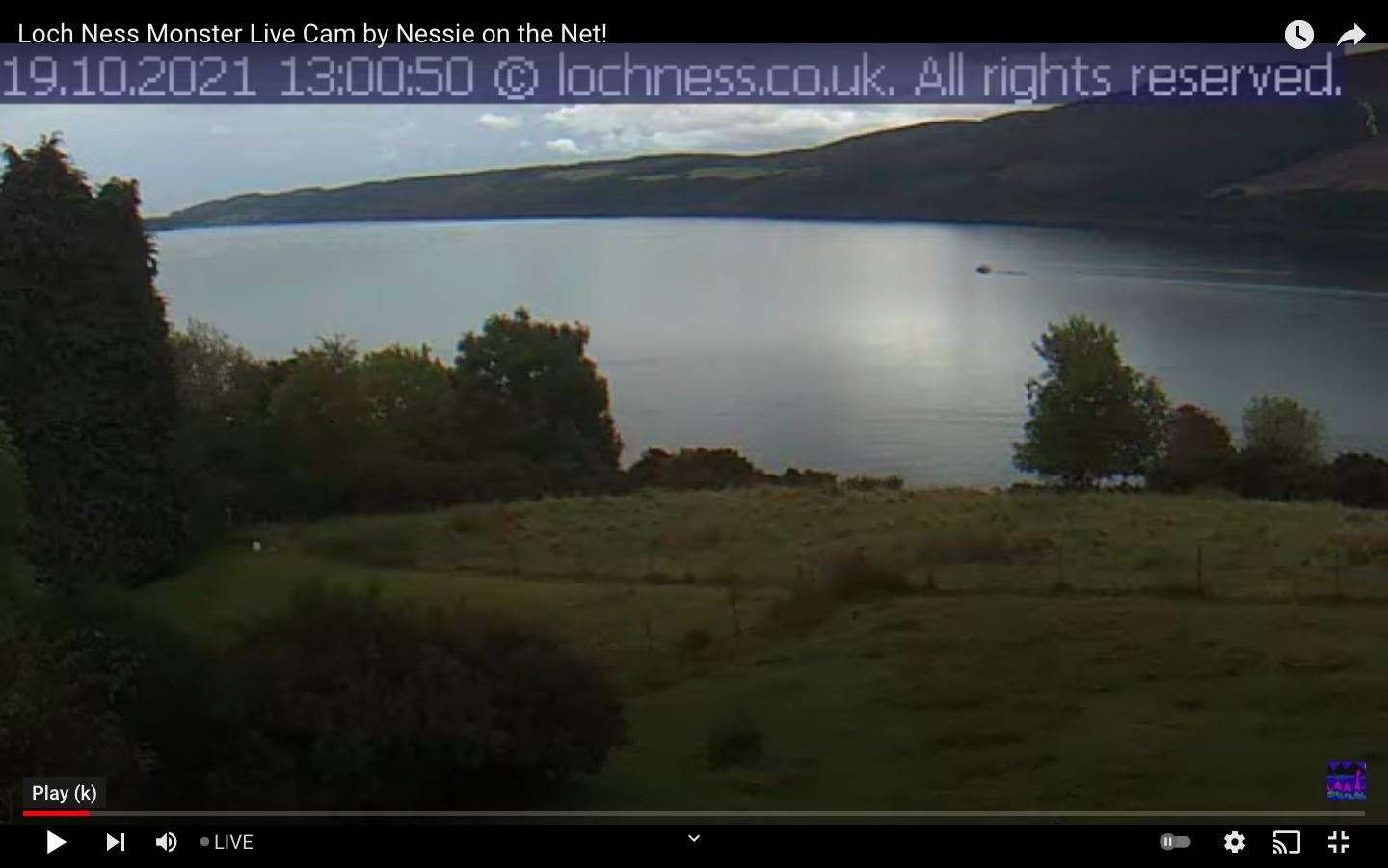 Eoin O'Faodhagain has reported his fifth sighting this year from the Loch Ness Webcam.