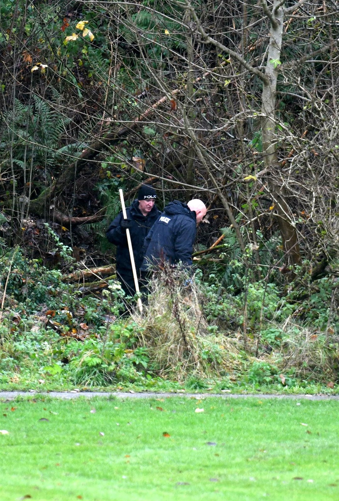 Undergrowth next the canal is searched.
