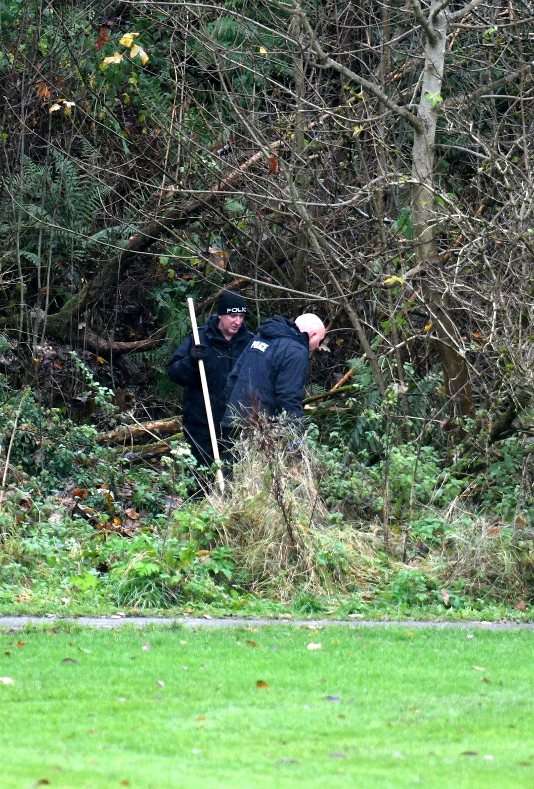 Undergrowth next the canal is searched.