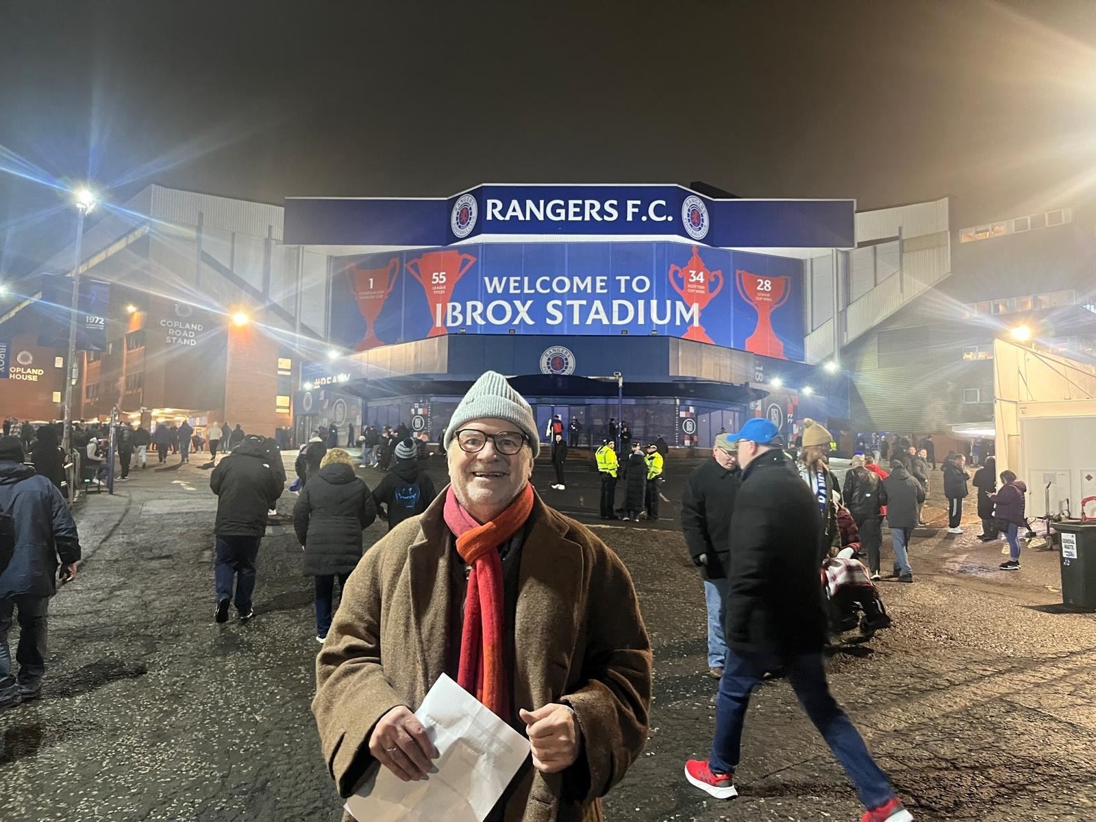 Spurs fan Charlie Whelan at Ibrox ahead of the European game which ended 1-1.