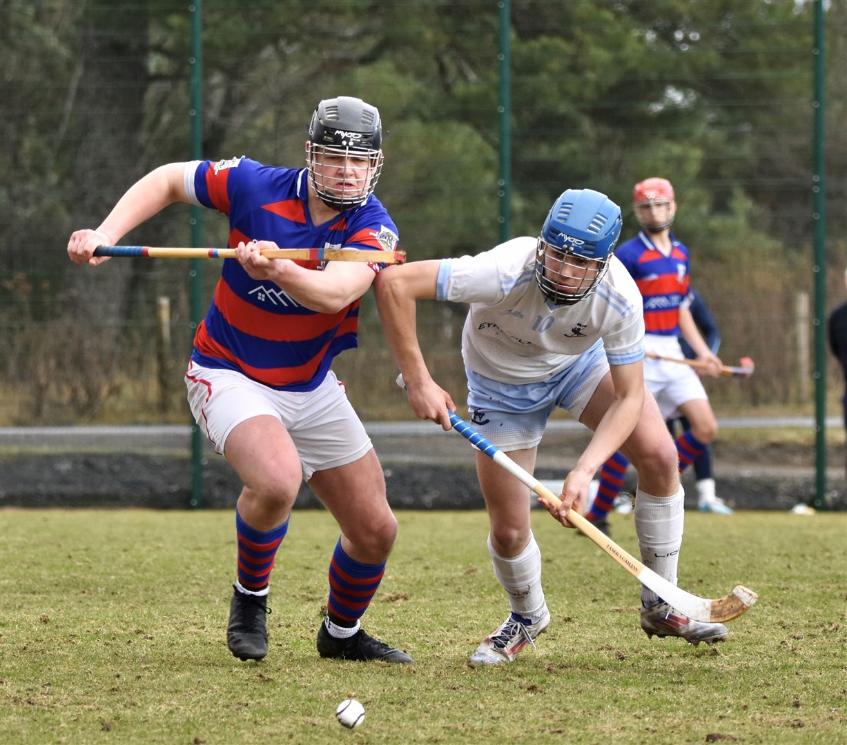 Svend Pederson gets the upper hand in a race for the ball in Saturday's seconds match against Skye at the Market Stance. Picture: Fiona Young.