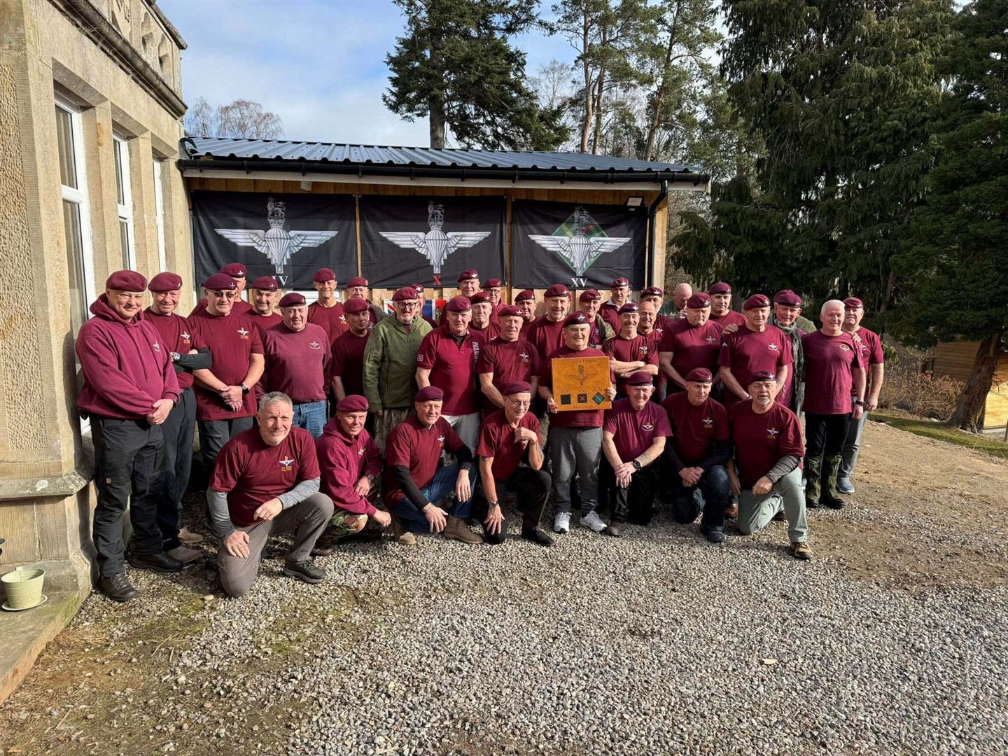 MAROONED: But not stranded! The famous berets were on show as the Paras prepared for their mass parade at Kincraig War Memorial.